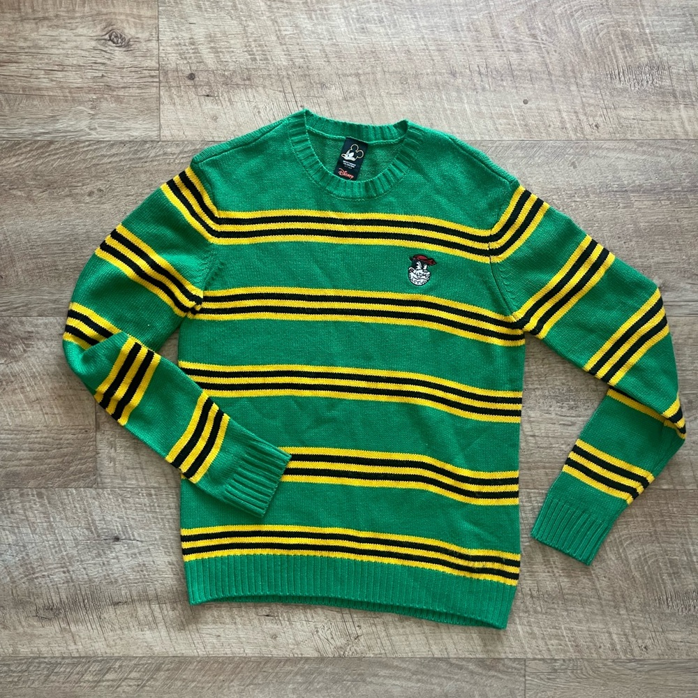 Disney Forever 21 Colab Green and Yellow Striped Sweater